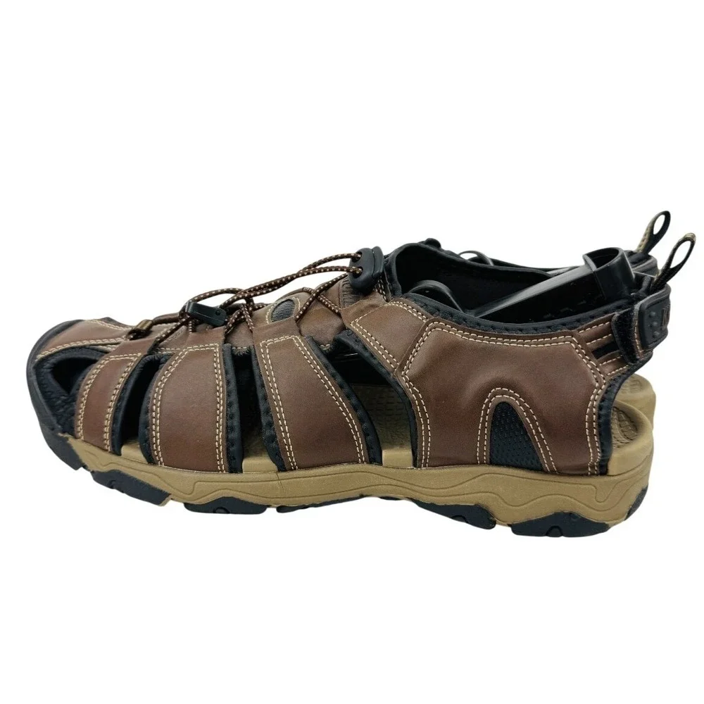 KHOMBU Mens Comfort Sandals Size 11 Brown Fisherman Waterproof Hiking Utility
